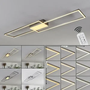 hofstein Plafonnier Torresella LED Nickel mat, 2 lumières, Télécommandes* Lampes Modernes