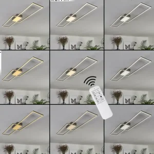 hofstein Plafonnier Torresella LED Nickel mat, 2 lumières, Télécommandes* Lampes Modernes