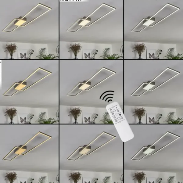 hofstein Plafonnier Torresella LED Nickel mat, 2 lumières, Télécommandes* Lampes Modernes