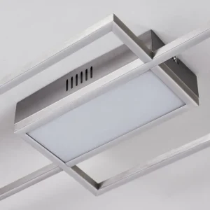 hofstein Plafonnier Torresella LED Nickel mat, 2 lumières, Télécommandes* Lampes Modernes