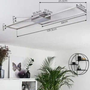 hofstein Plafonnier Torresella LED Nickel mat, 2 lumières, Télécommandes* Lampes Modernes