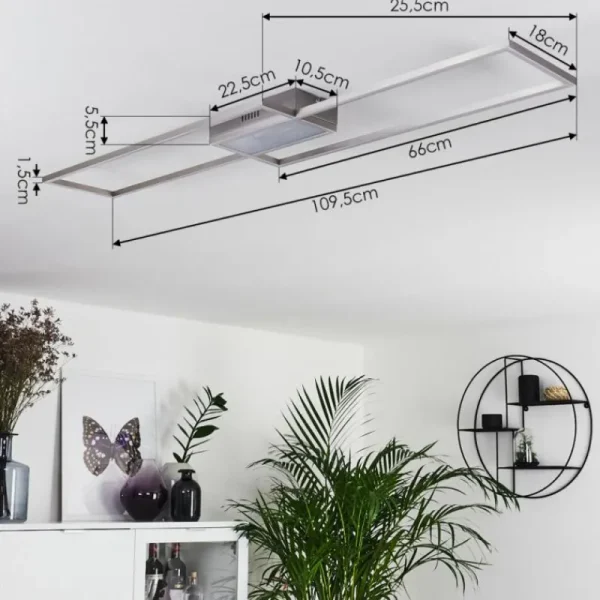 hofstein Plafonnier Torresella LED Nickel mat, 2 lumières, Télécommandes* Lampes Modernes