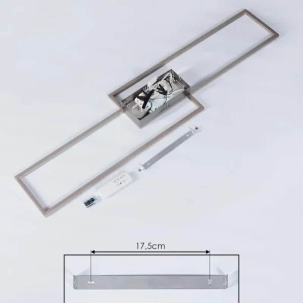 hofstein Plafonnier Torresella LED Nickel mat, 2 lumières, Télécommandes* Lampes Modernes