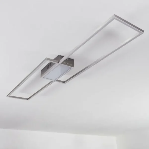 hofstein Plafonnier Torresella LED Nickel mat, 2 lumières, Télécommandes* Lampes Modernes