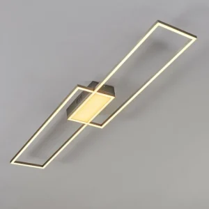 hofstein Plafonnier Torresella LED Nickel mat, 2 lumières, Télécommandes* Lampes Modernes