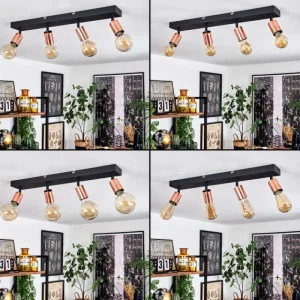 hofstein Plafonnier Tulla Cuivre, Noir, 4 lumières* Lampes Modernes