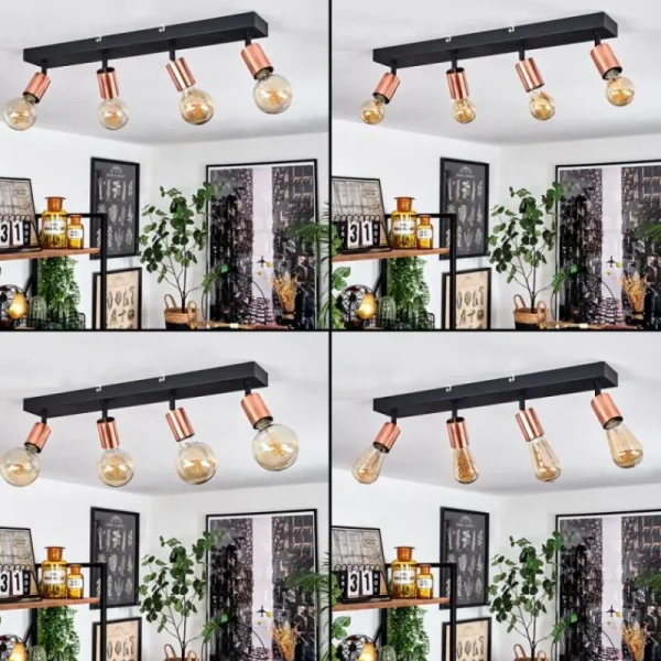 hofstein Plafonnier Tulla Cuivre, Noir, 4 lumières* Lampes Modernes