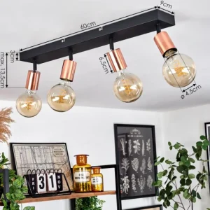 hofstein Plafonnier Tulla Cuivre, Noir, 4 lumières* Lampes Modernes