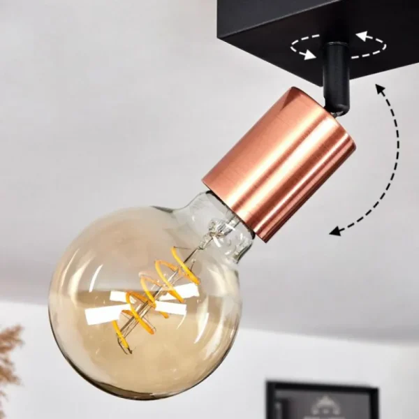 hofstein Plafonnier Tulla Cuivre, Noir, 4 lumières* Lampes Modernes