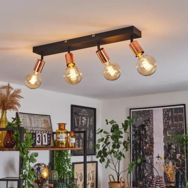 hofstein Plafonnier Tulla Cuivre, Noir, 4 lumières* Lampes Modernes