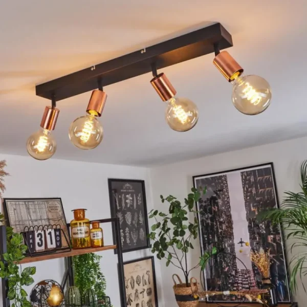 hofstein Plafonnier Tulla Cuivre, Noir, 4 lumières* Lampes Modernes