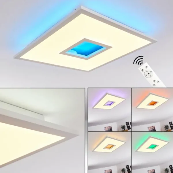 hofstein Plafonnier Turbalá LED Blanc, 2 lumières, Télécommandes, Changeur de couleurs* Lampes Modernes