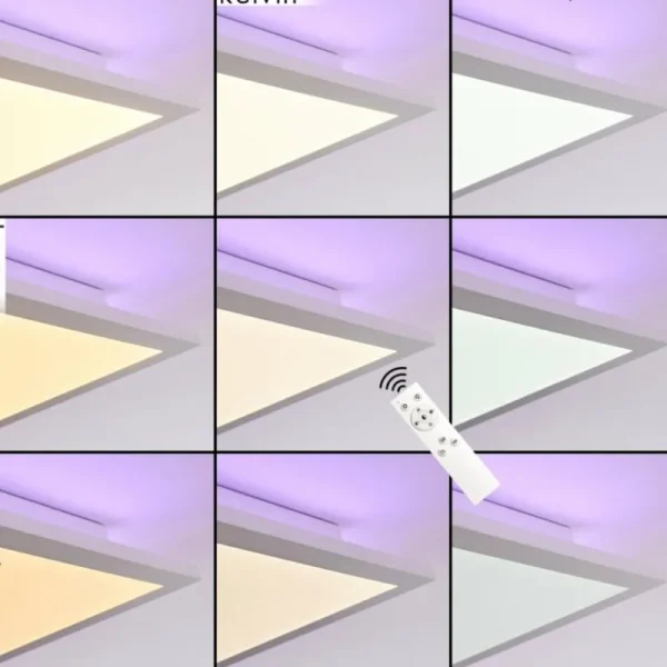 hofstein Plafonnier Turbalá LED Blanc, 2 lumières, Télécommandes, Changeur de couleurs* Lampes Modernes