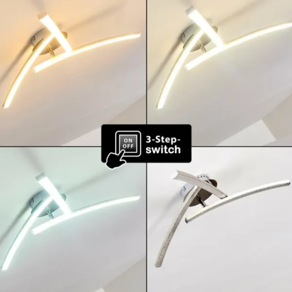 hofstein Plafonnier Tusula LED Acier inoxydable, 3 lumières* Lampes Modernes