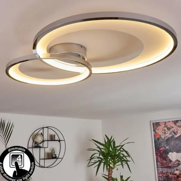 hofstein Plafonnier Tuzik LED Chrome, 1 lumière* Lampes Modernes