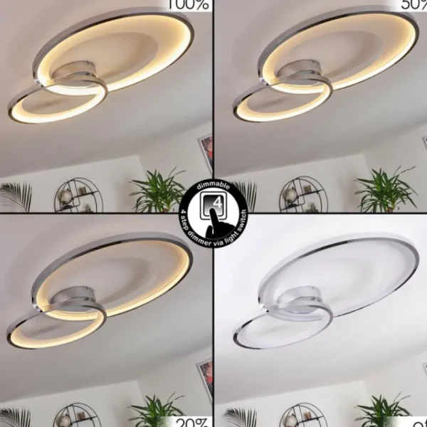 hofstein Plafonnier Tuzik LED Chrome, 1 lumière* Lampes Modernes