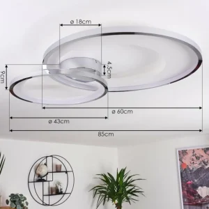 hofstein Plafonnier Tuzik LED Chrome, 1 lumière* Lampes Modernes