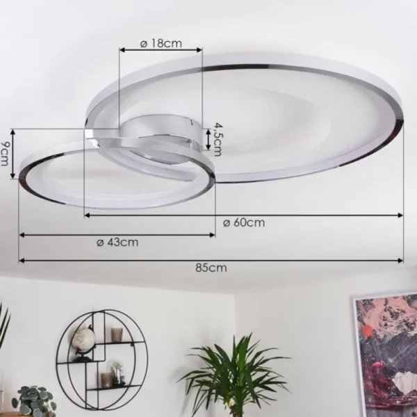 hofstein Plafonnier Tuzik LED Chrome, 1 lumière* Lampes Modernes