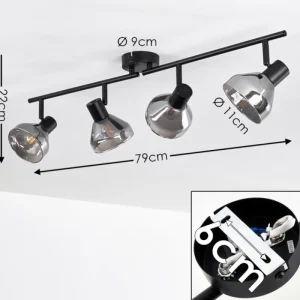 hofstein Plafonnier Tyksov Noir, 4 lumières* Lampes En Verre