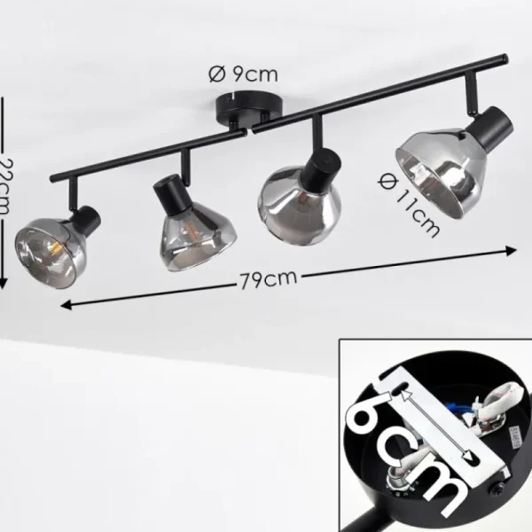 hofstein Plafonnier Tyksov Noir, 4 lumières* Lampes En Verre