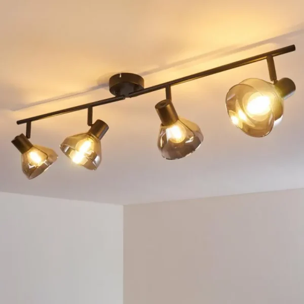 hofstein Plafonnier Tyksov Noir, 4 lumières* Lampes En Verre
