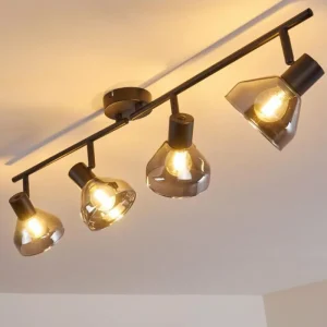 hofstein Plafonnier Tyksov Noir, 4 lumières* Lampes En Verre