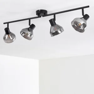 hofstein Plafonnier Tyksov Noir, 4 lumières* Lampes En Verre