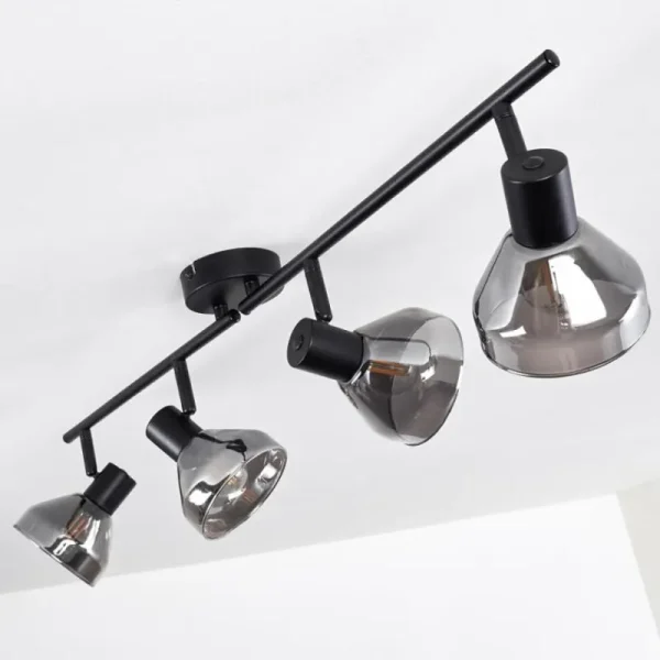hofstein Plafonnier Tyksov Noir, 4 lumières* Lampes En Verre
