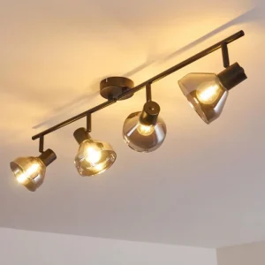 hofstein Plafonnier Tyksov Noir, 4 lumières* Lampes En Verre