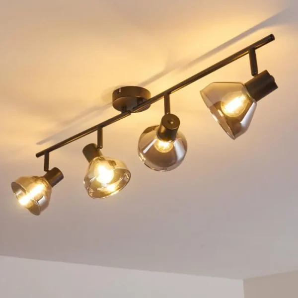 hofstein Plafonnier Tyksov Noir, 4 lumières* Lampes En Verre