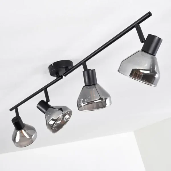 hofstein Plafonnier Tyksov Noir, 4 lumières* Lampes En Verre