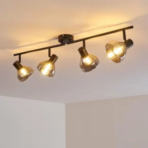 hofstein Plafonnier Tyksov Noir, 4 lumières* Lampes En Verre