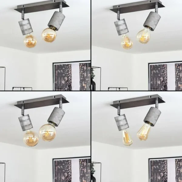 hofstein Plafonnier Tyldom Gris, Argenté, 2 lumières* Lampes Modernes