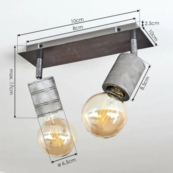 hofstein Plafonnier Tyldom Gris, Argenté, 2 lumières* Lampes Modernes