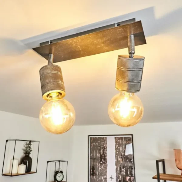 hofstein Plafonnier Tyldom Gris, Argenté, 2 lumières* Lampes Modernes