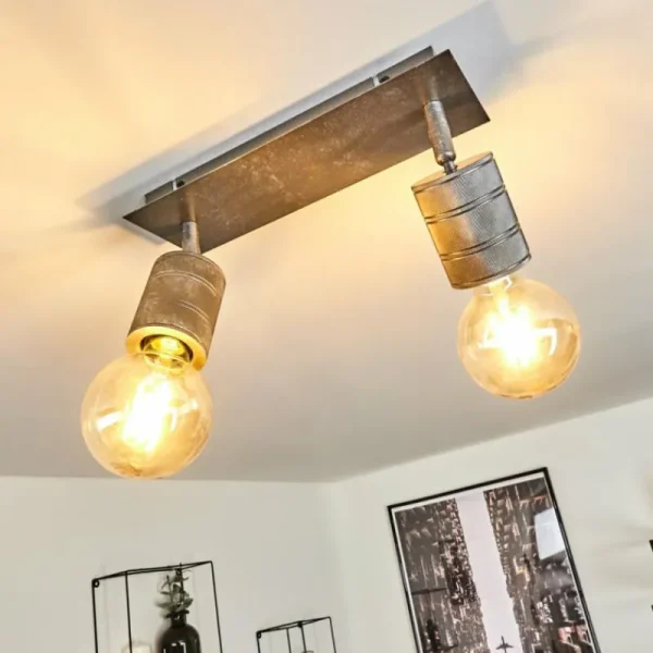 hofstein Plafonnier Tyldom Gris, Argenté, 2 lumières* Lampes Modernes