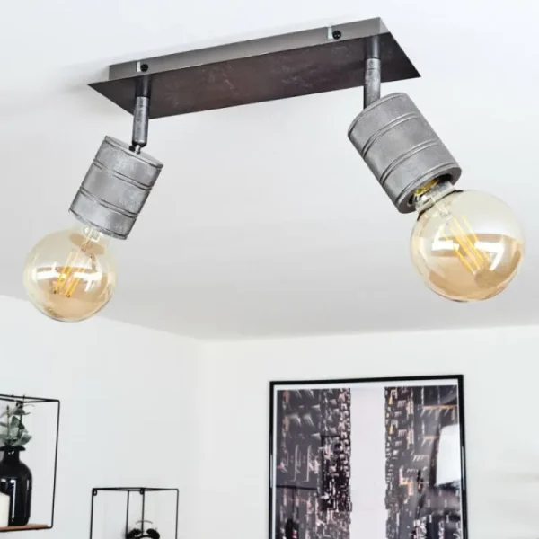 hofstein Plafonnier Tyldom Gris, Argenté, 2 lumières* Lampes Modernes