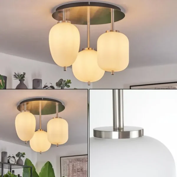 hofstein Plafonnier Verbania Noir, 3 lumières* Lampes En Verre