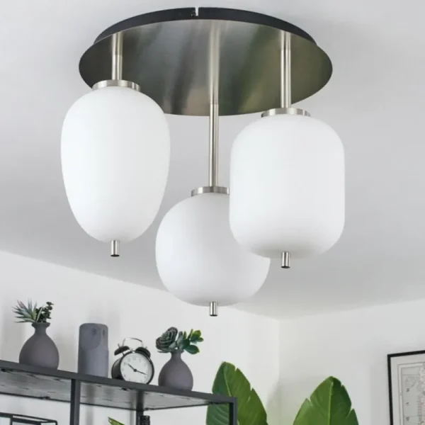 hofstein Plafonnier Verbania Noir, 3 lumières* Lampes En Verre
