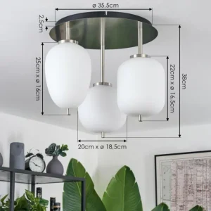 hofstein Plafonnier Verbania Noir, 3 lumières* Lampes En Verre