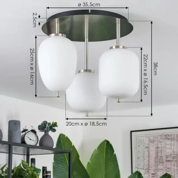 hofstein Plafonnier Verbania Noir, 3 lumières* Lampes En Verre