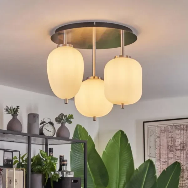 hofstein Plafonnier Verbania Noir, 3 lumières* Lampes En Verre