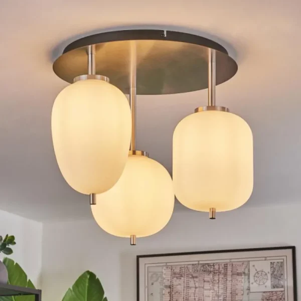 hofstein Plafonnier Verbania Noir, 3 lumières* Lampes En Verre