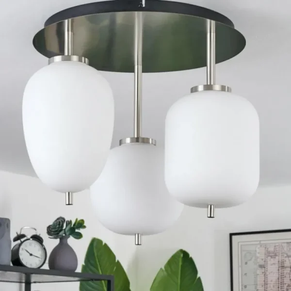 hofstein Plafonnier Verbania Noir, 3 lumières* Lampes En Verre