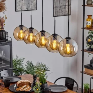 hofstein Plafonnier Verre 20 cm Koyoto Ambre, 5 lumières* Lampes En Verre