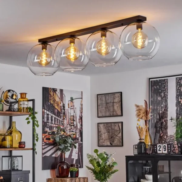 hofstein Plafonnier Verre 30 cm Koyoto Clair, 4 lumières* Lampes En Verre