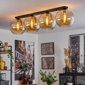 hofstein Plafonnier Verre 30 cm Koyoto Ambre, 4 lumières* Lampes En Verre