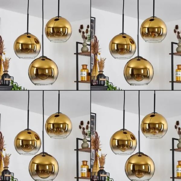hofstein Plafonnier Verre 20 cm Koyoto Or, Clair, 3 lumières* Lampes En Verre