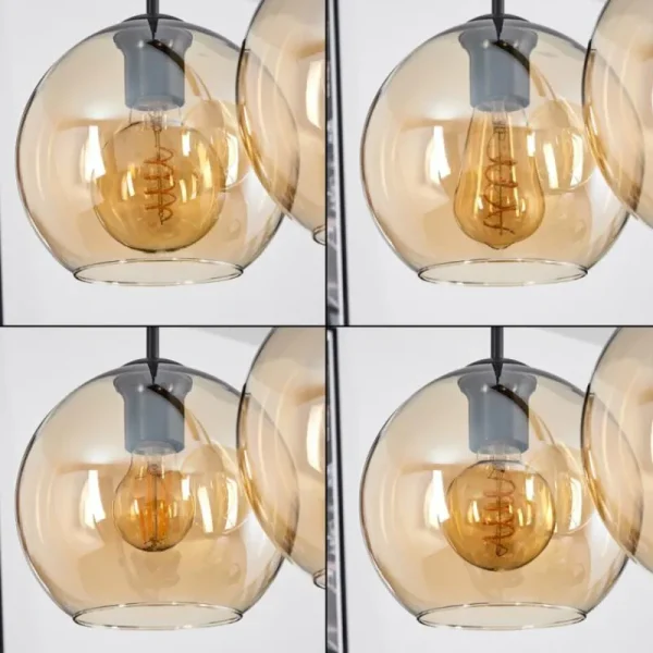 hofstein Plafonnier Verre 20 cm Koyoto Ambre, 5 lumières* Lampes En Verre