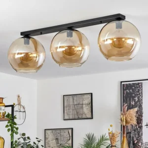 hofstein Plafonnier Verre 30 cm Koyoto Ambre, 3 lumières* Lampes En Verre